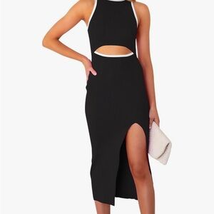 Pink Queen Women's Cutout Sleeveless Ribbed Midi Dress